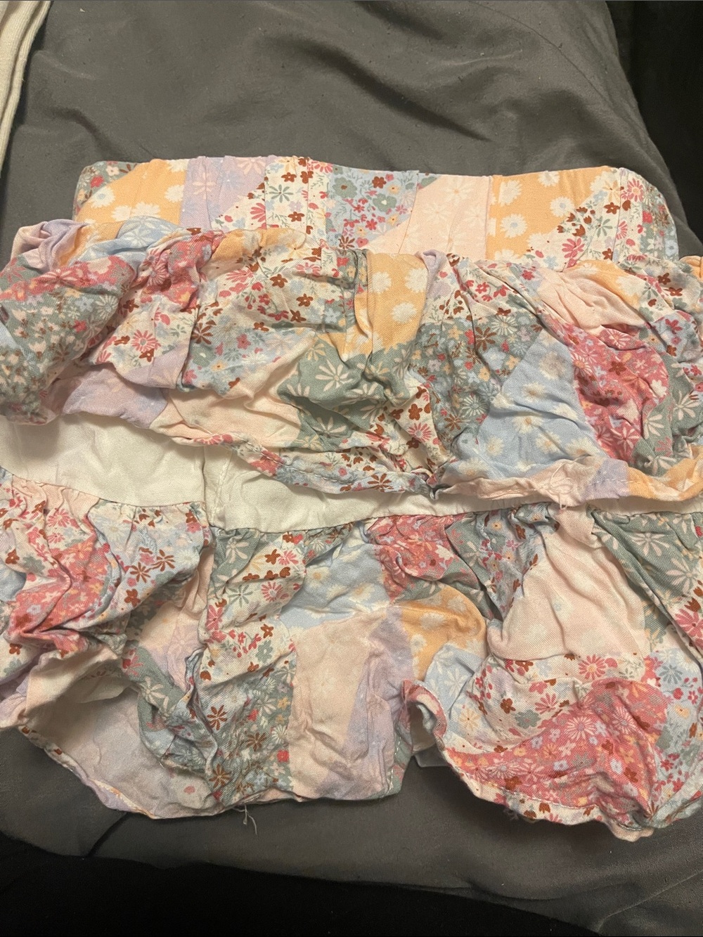 Girls' Patchwork Floral Ruffle Shorts - Multicolor